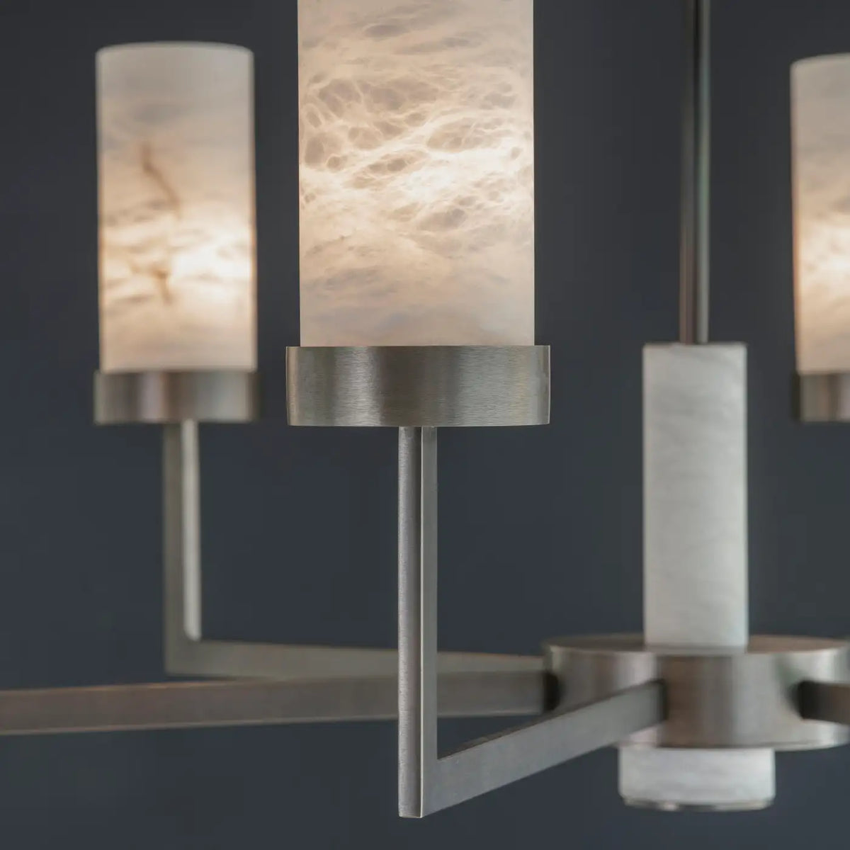 Contemporary Alabaster 6-Arm Compass Chandelier