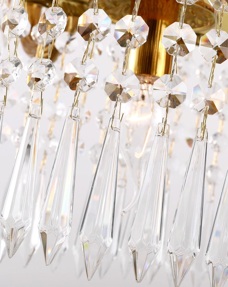 43 Inch Linear Chandelier French Empire Style Brass and Crystal Dining Chandelier