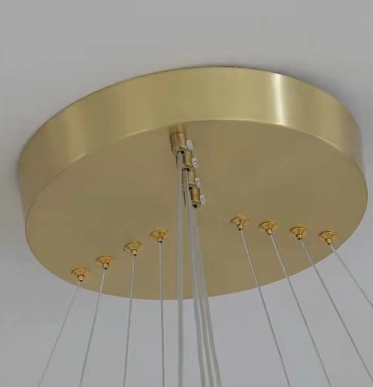 Gold Ring LED Chandelier with Wrought Iron Accents Metal Open Ring for Living Room