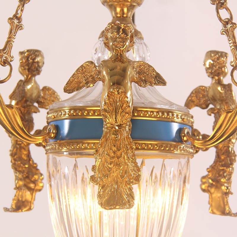 20X35 Inch 1 Light Rococo Style Antique French Copper Chandelier Pendant Light