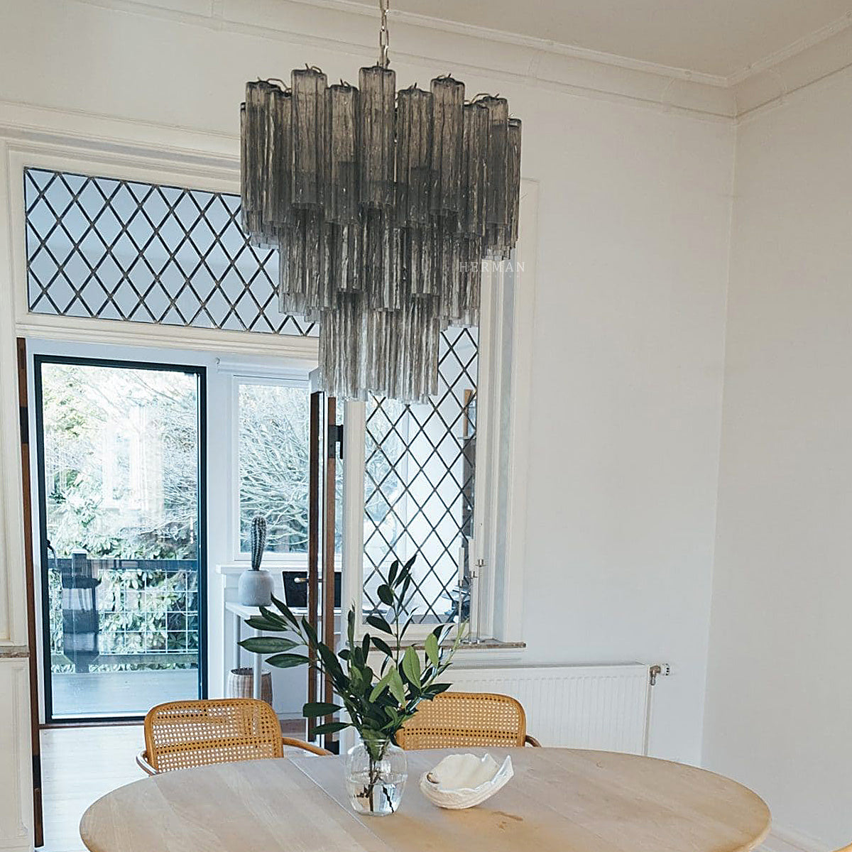 Murano Glass Chandelier – 48 Tubes – Smoked
