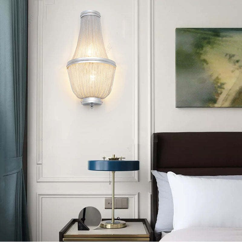 Tassel Aluminum Chain Wall Sconce in Living Room