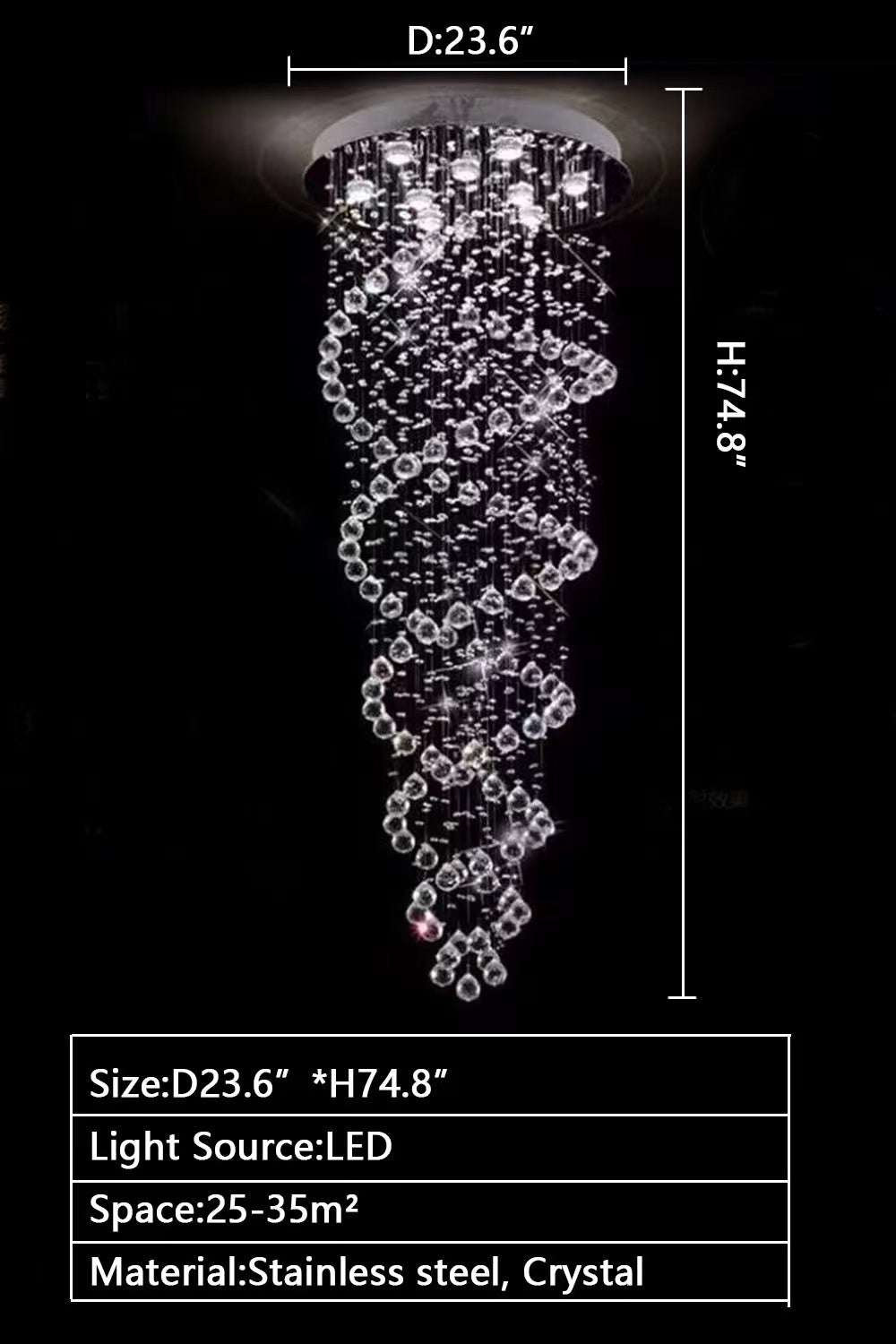 New Trend Spiral Crystal Chandelier for Staircase