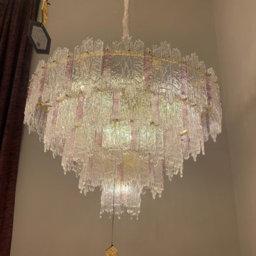 Light Luxury 5-Tier Round Pink / blue Crystal Chandelier for Living Room / bedrom