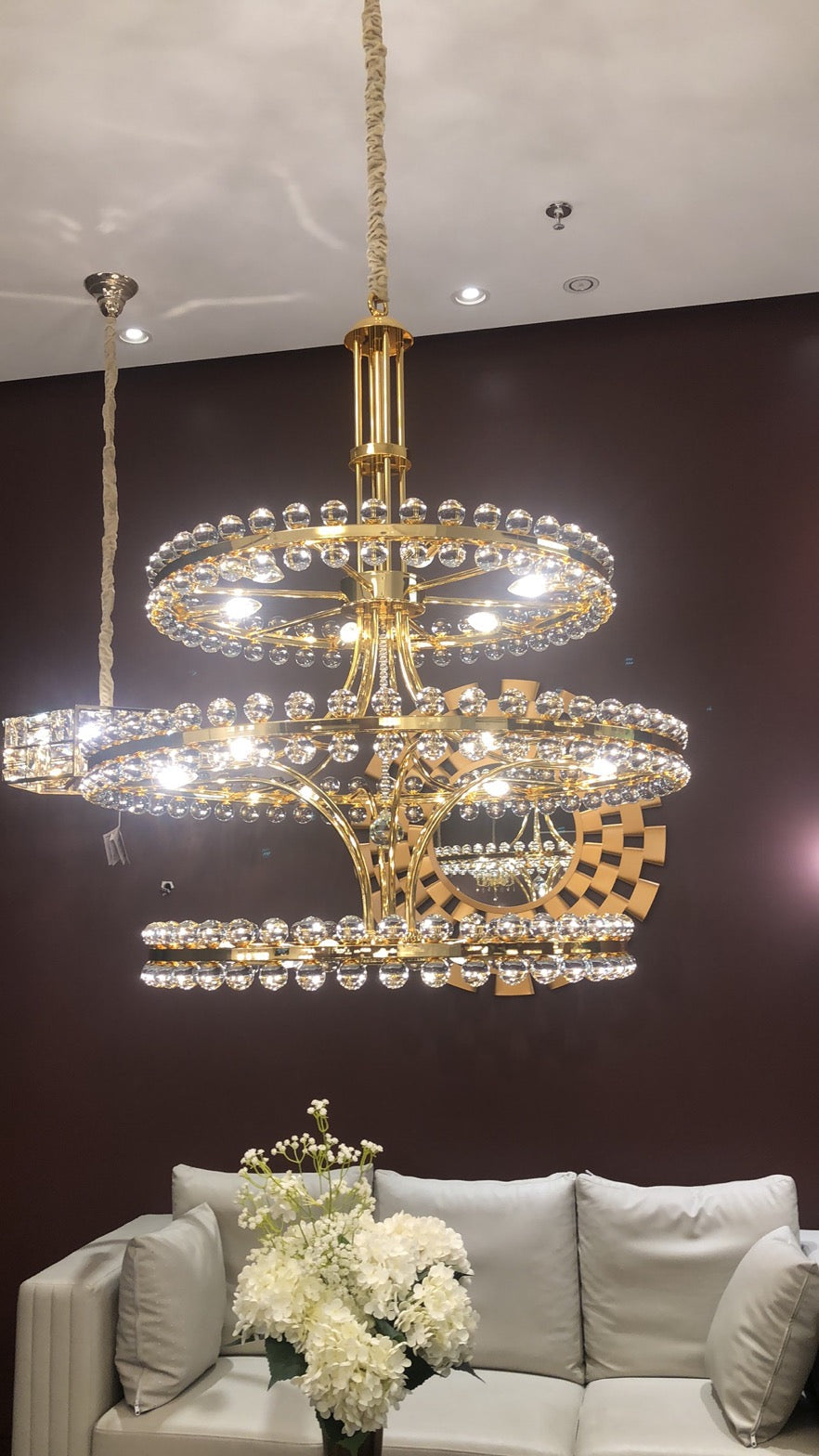 Modern 2 / 3 Ring Glass Ball Chandelier for Low-Ceiling