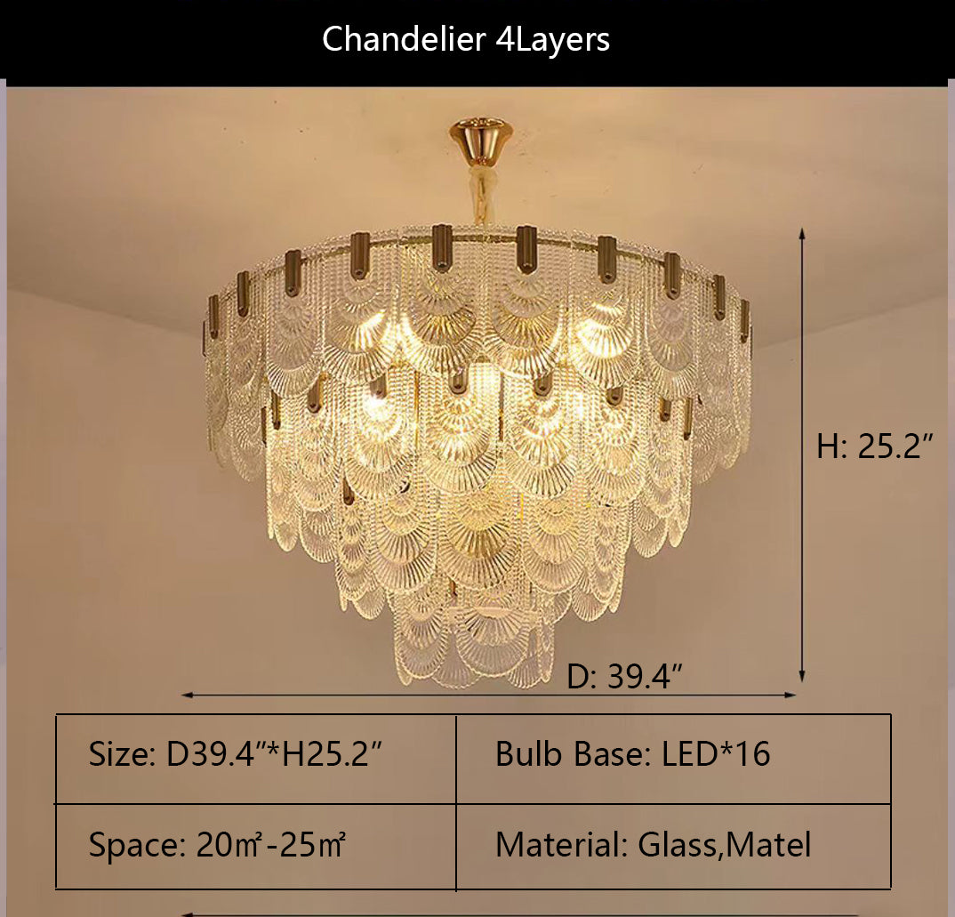 Nordic Light Luxury Patterned Glass Pendant Chandelier Suit for Living / dining Room / bedroom