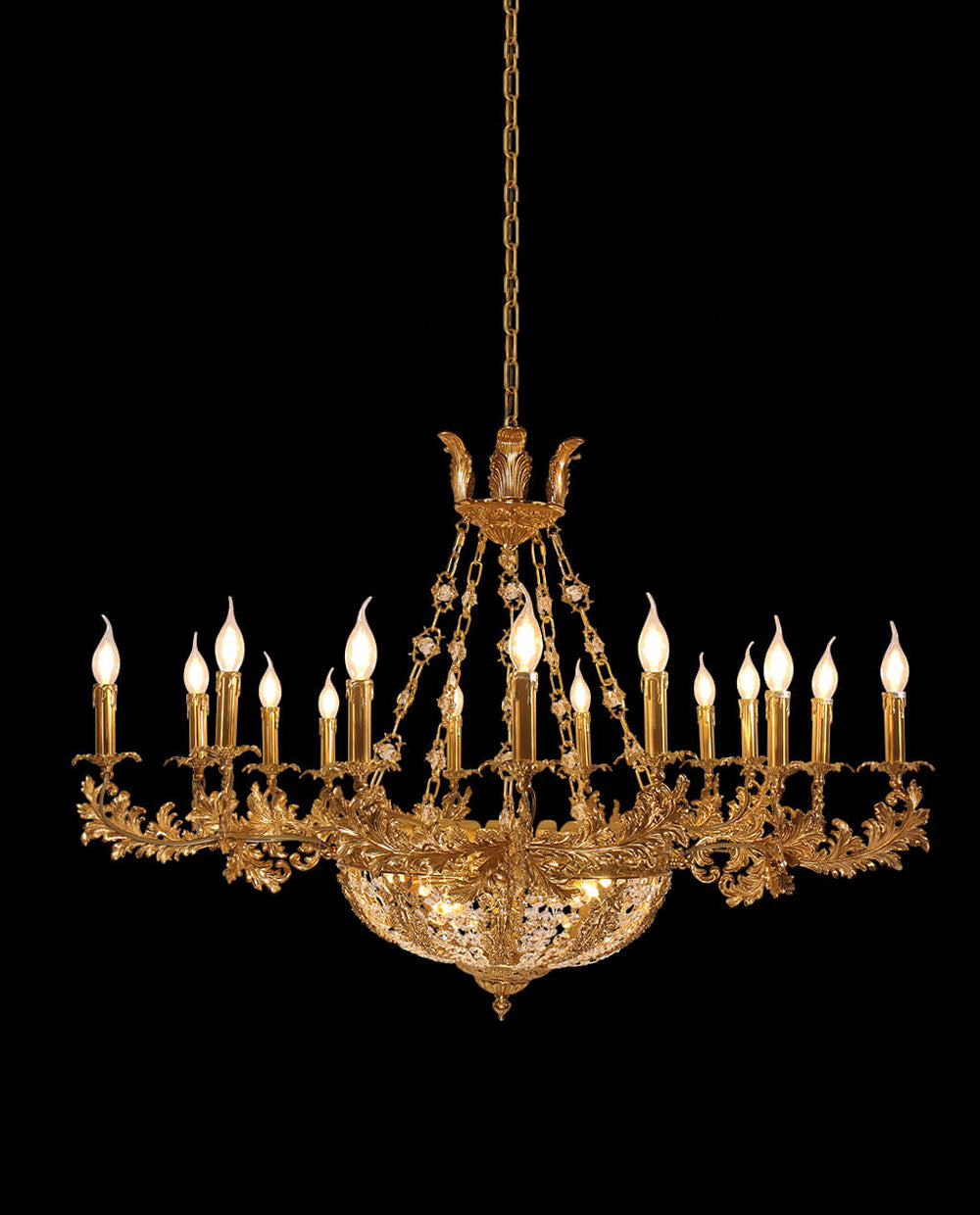 47X31 Inch 20 Lights French Empire Style Brass and Crystal Chandelier Light