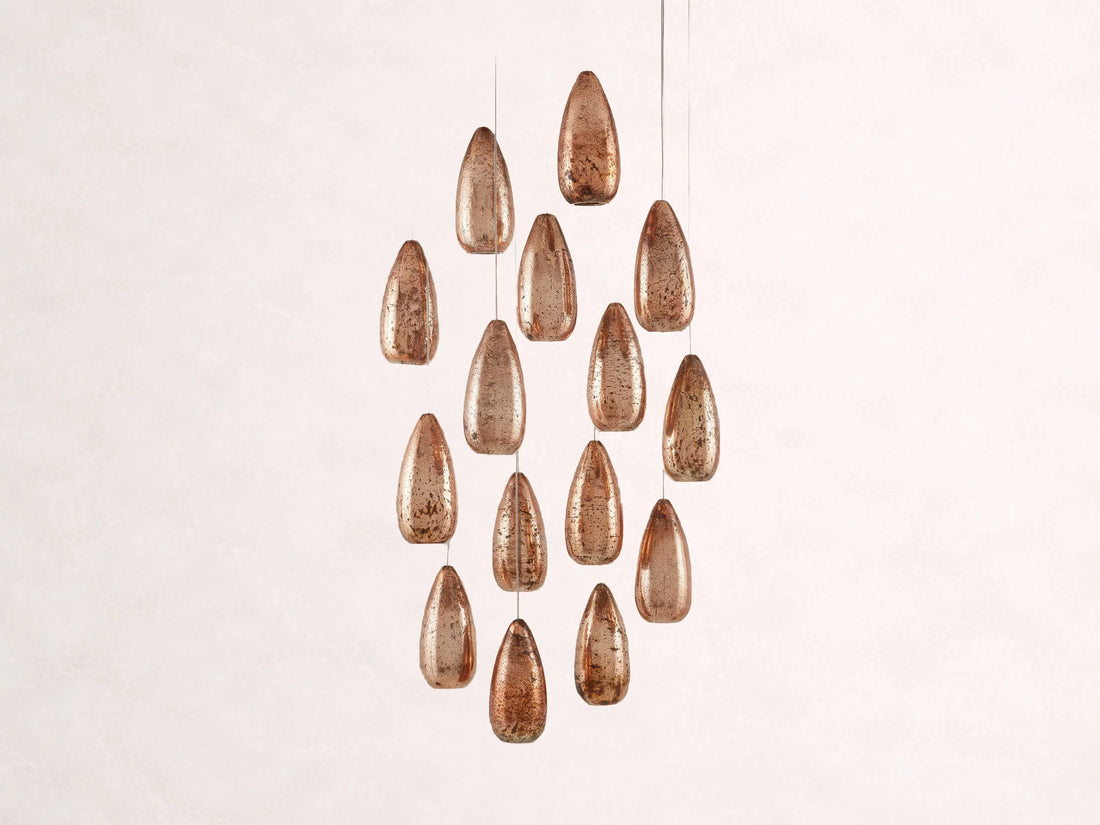 Edda Cascade Teardrop Mercury Glass Round Chandelier 23-Inch35-Inch