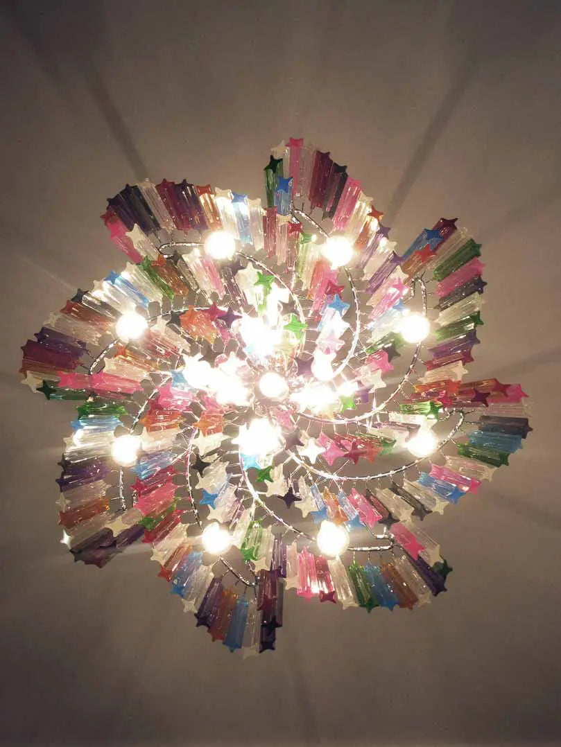 Murano Glass Chandelier – 200 Prisms – Multicolored