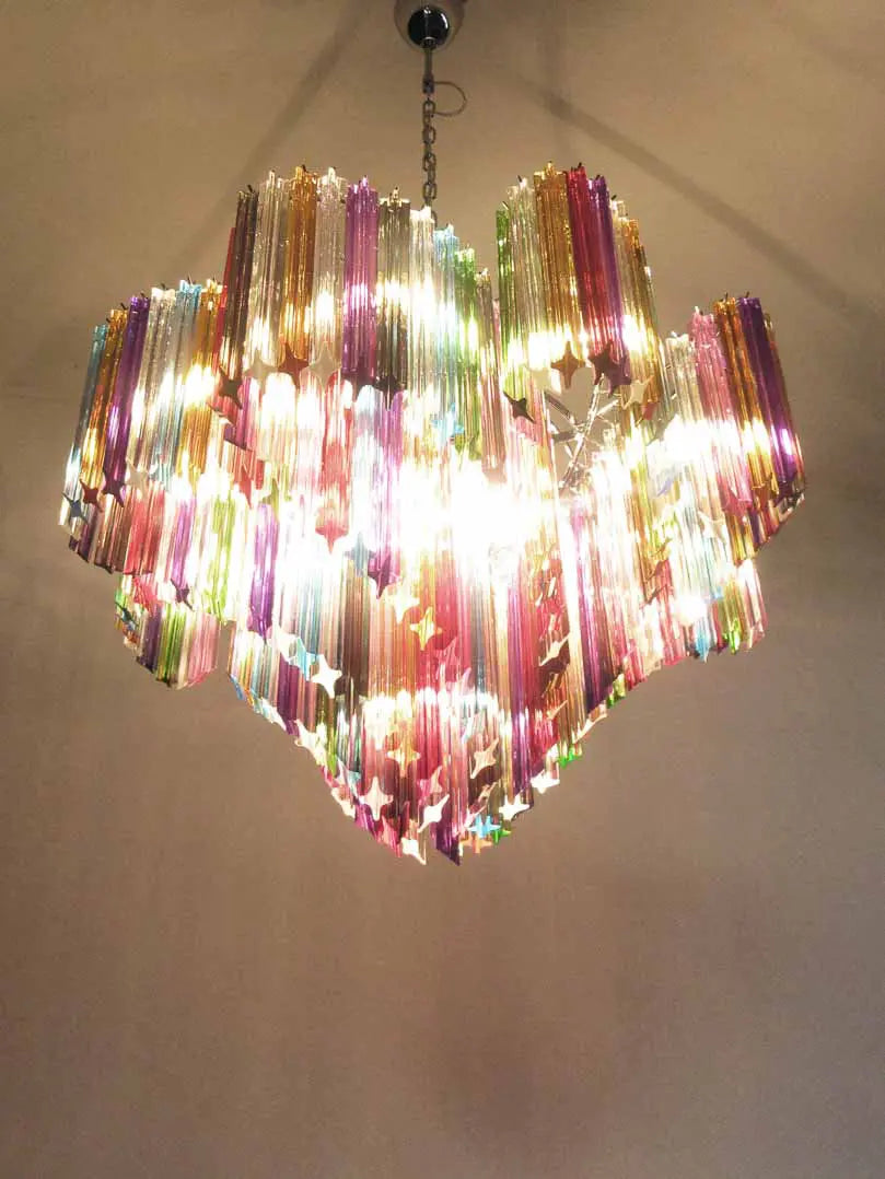 Murano Glass Chandelier – 200 Prisms – Multicolored