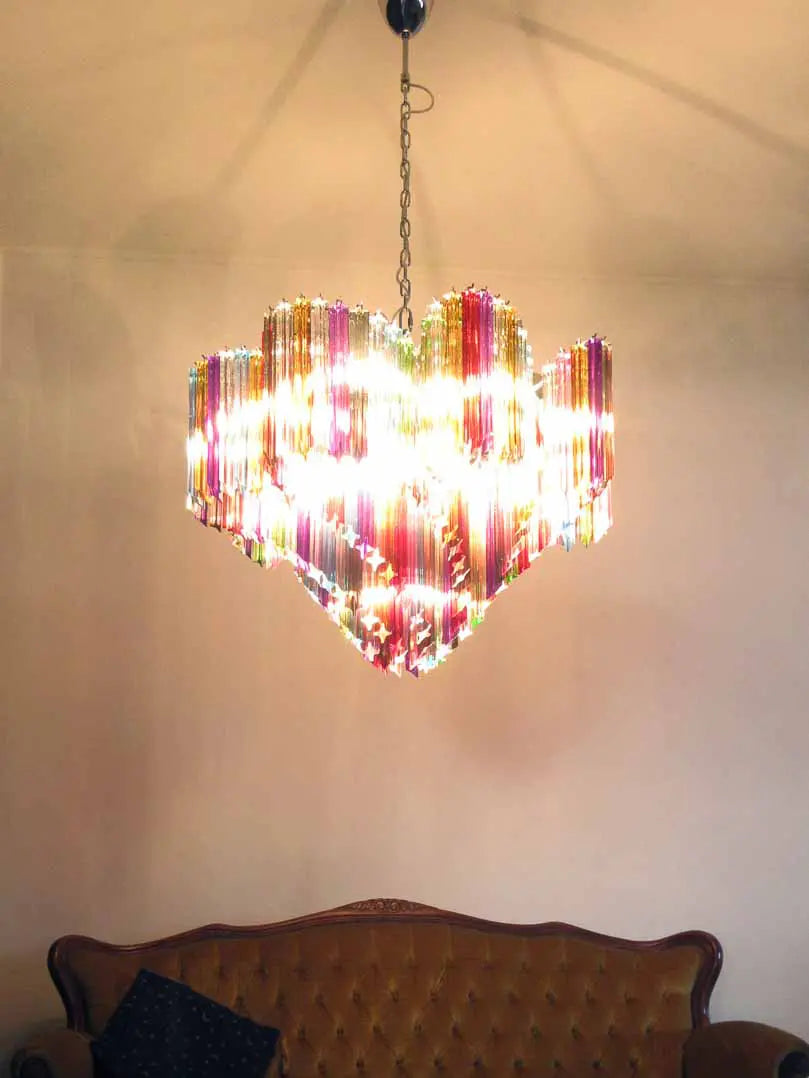 Murano Glass Chandelier – 200 Prisms – Multicolored