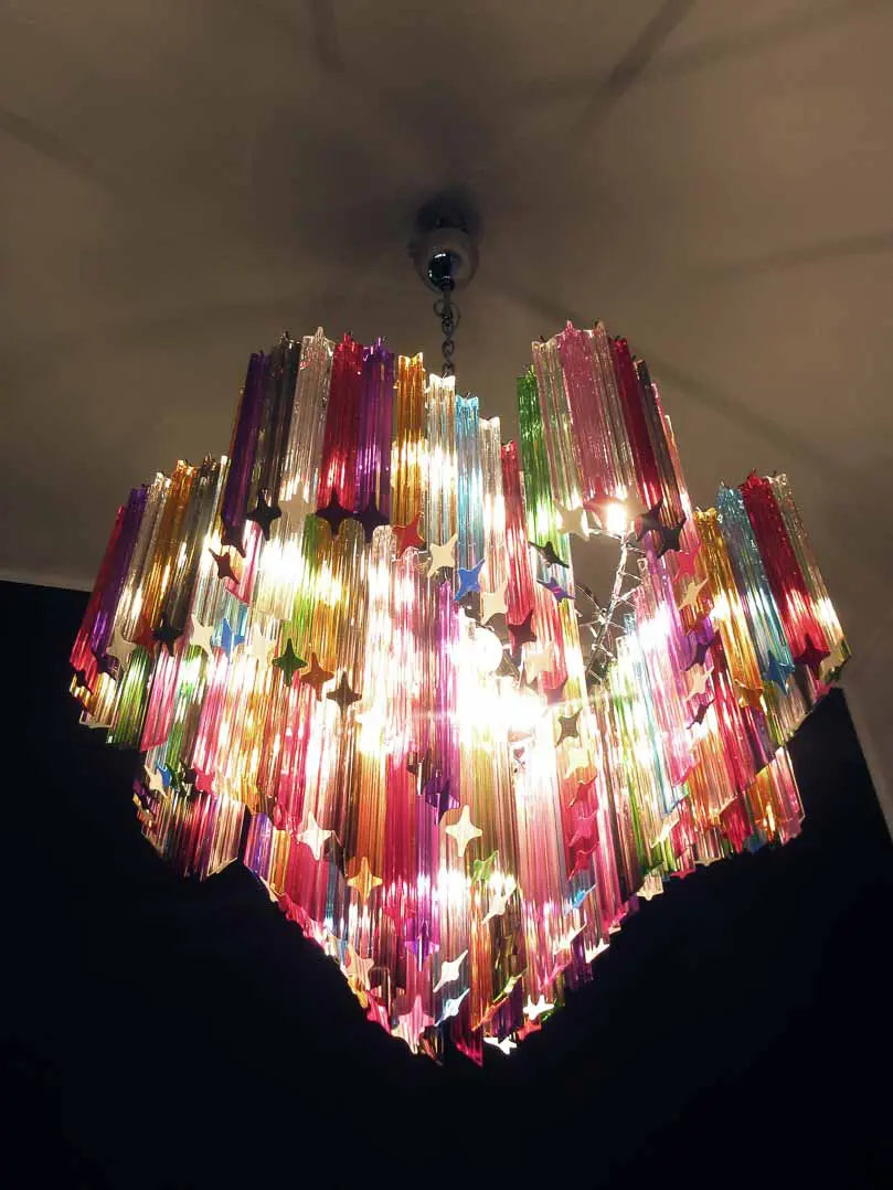 Murano Glass Chandelier – 200 Prisms – Multicolored