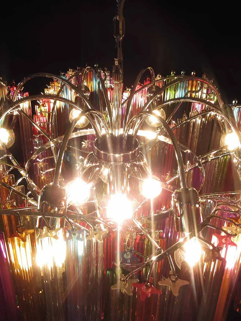 Murano Glass Chandelier – 200 Prisms – Multicolored