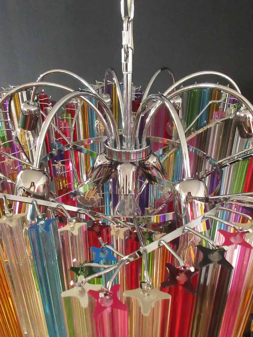 Murano Glass Chandelier – 200 Prisms – Multicolored