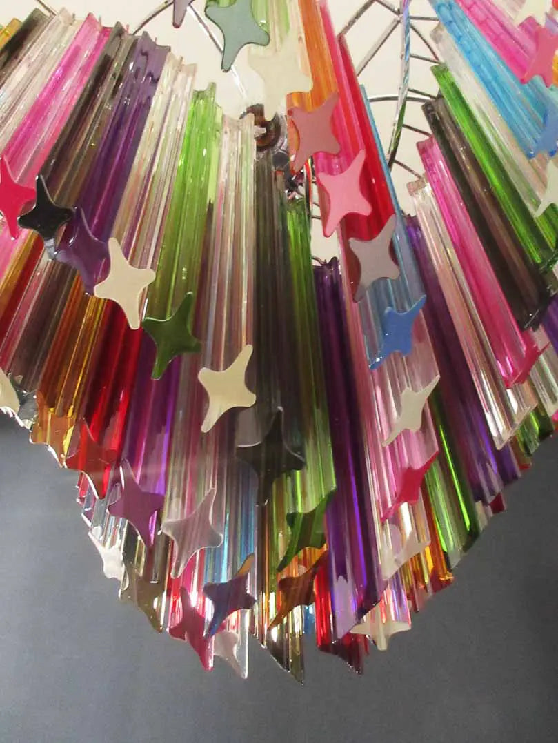Murano Glass Chandelier – 200 Prisms – Multicolored