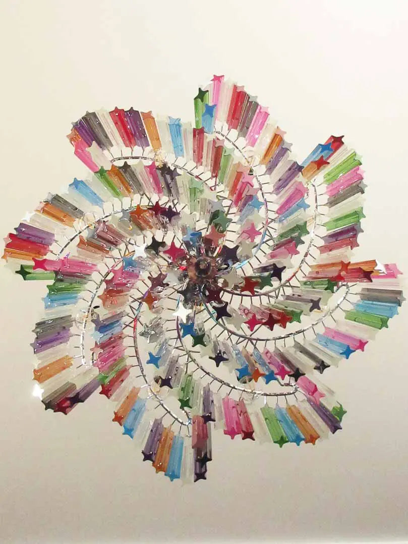 Murano Glass Chandelier – 200 Prisms – Multicolored