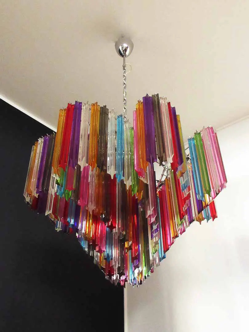 Murano Glass Chandelier – 200 Prisms – Multicolored