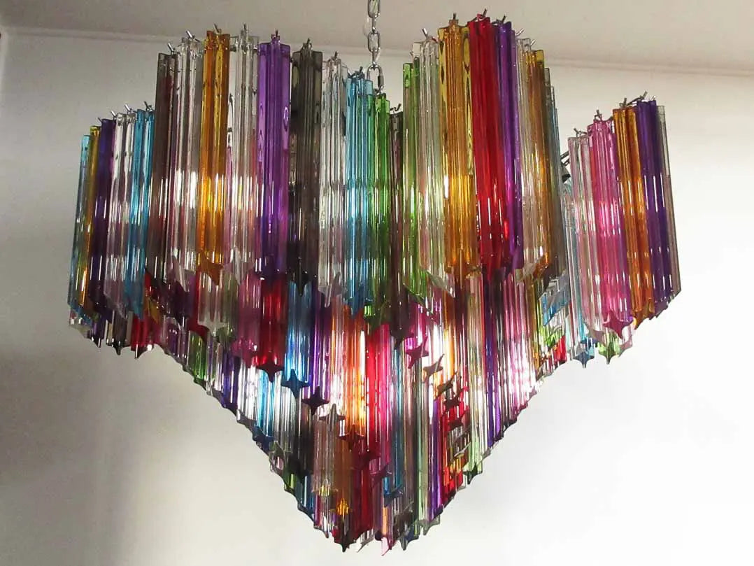 Murano Glass Chandelier – 200 Prisms – Multicolored