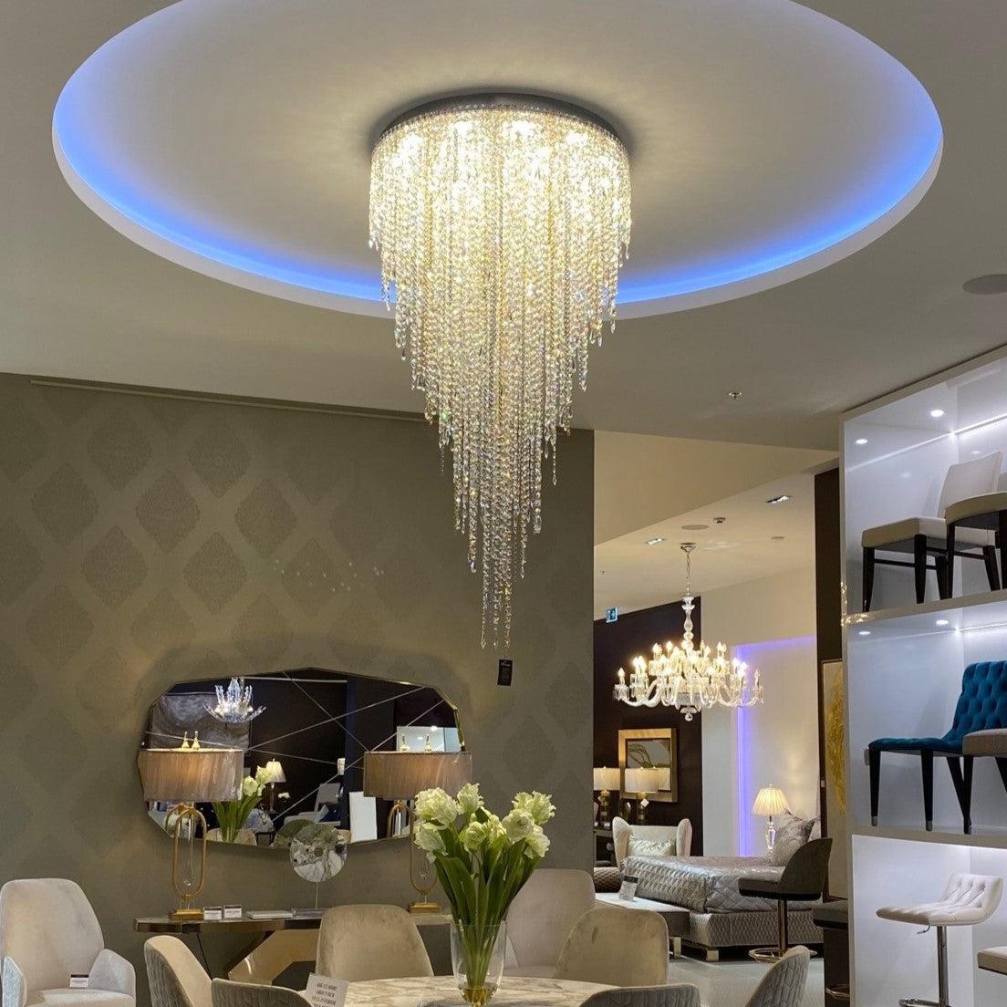 Modern Light Luxury Crystal Tassel Chandelier for Staircase / living Room
