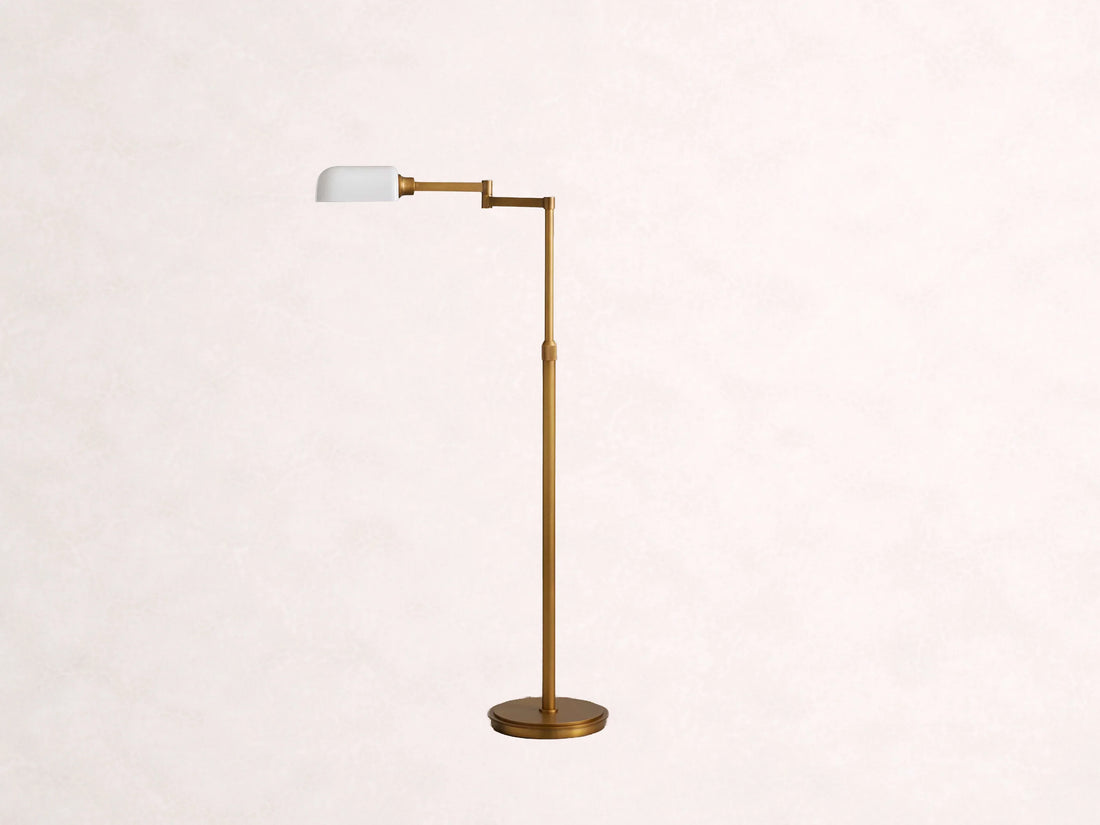 Zayd Swing Arm Opal Glass Floor Lamp
