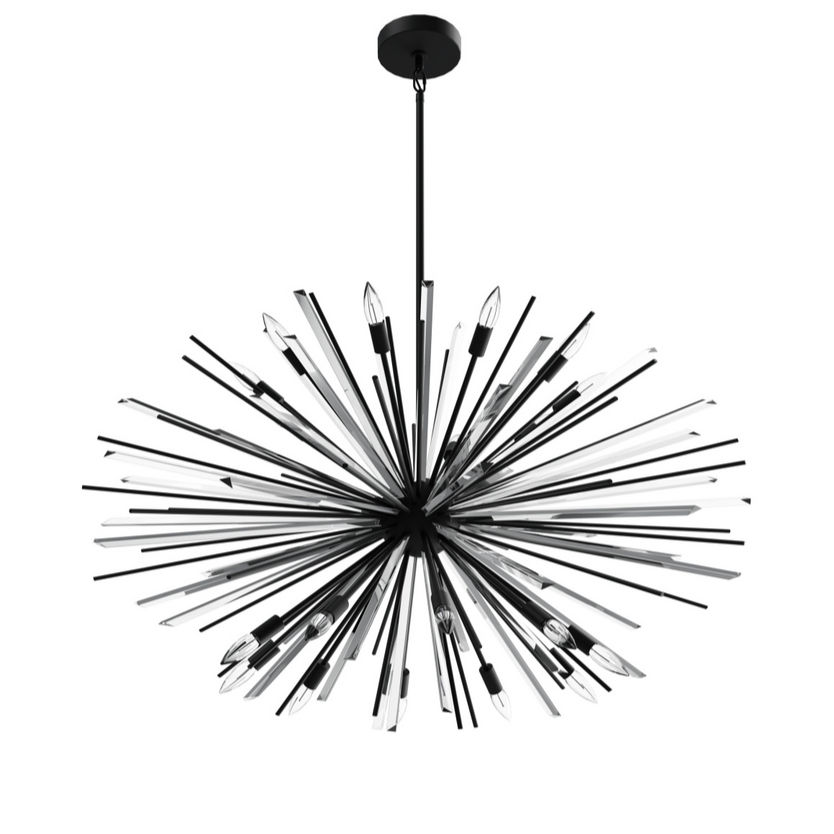 Modern Sputnik Chandelier with Black, Brass, and Chrome Finish – Glass & Metal Quality for Living Room and