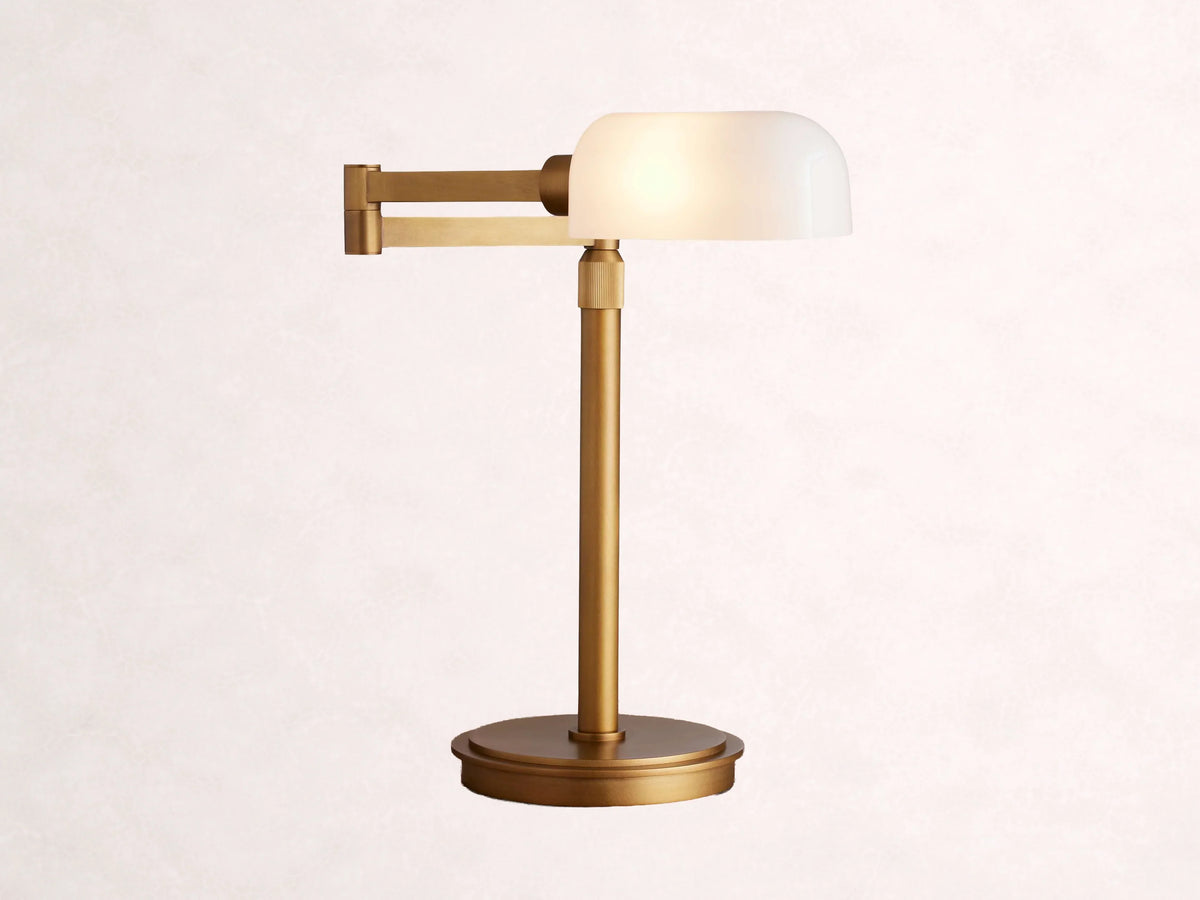 Zayd Swing Arm Opal Glass Table Lamp