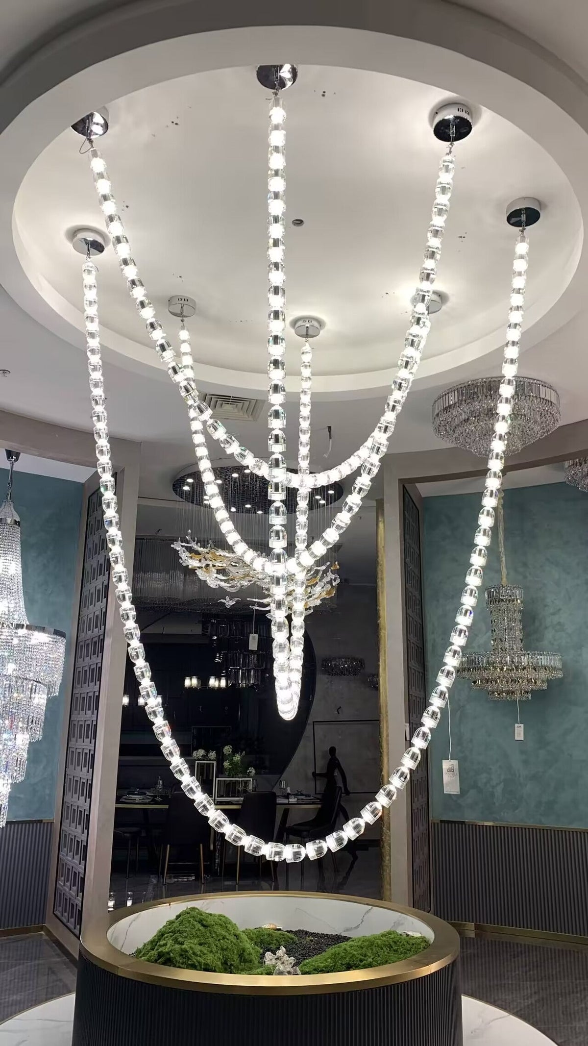 Modern Crystal Bullet Necklace Chain Chandelier for Living Room / staircase / foyer / hotel / restaurant