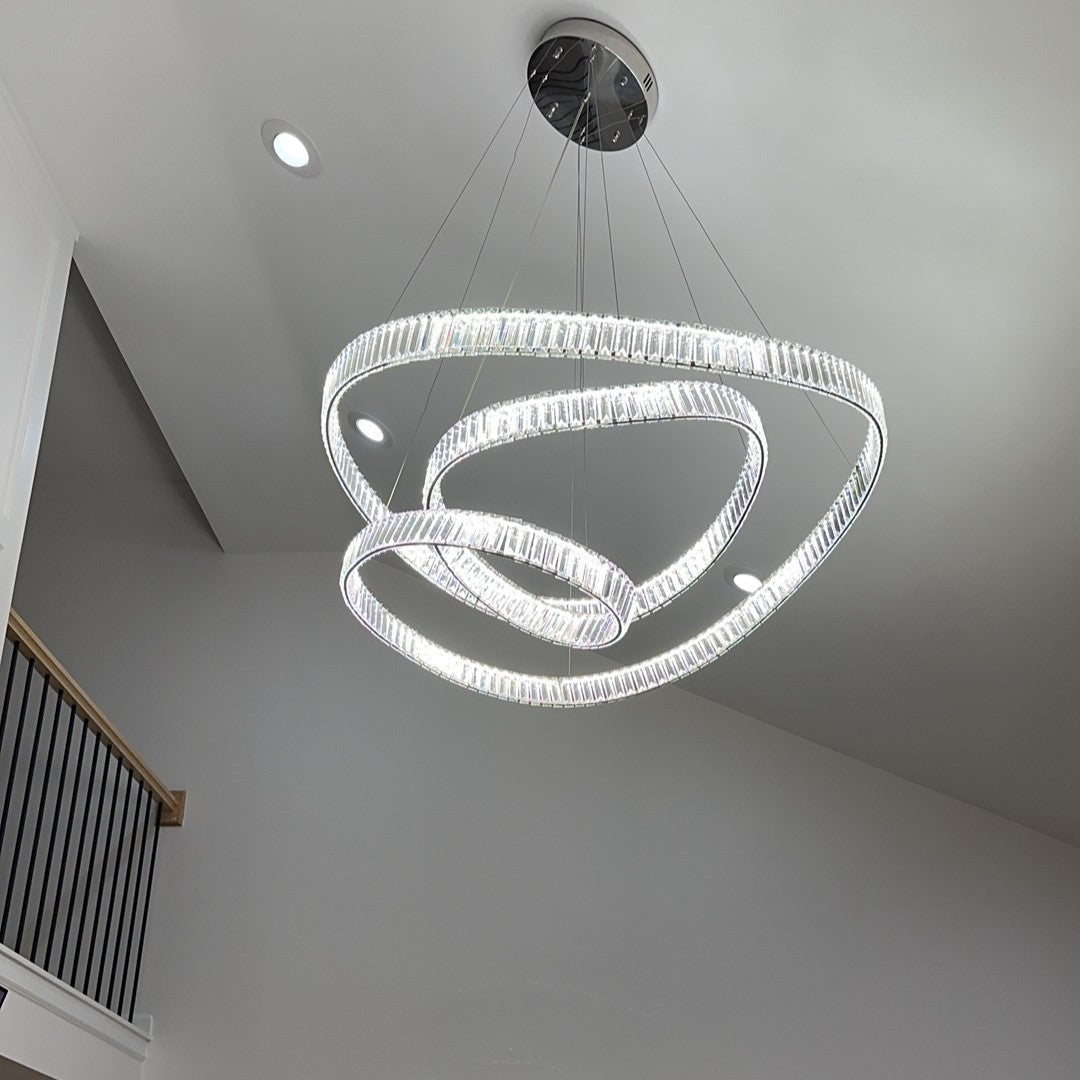 Crystal Chandelier Pendant Light with K9 Crystals and Stainless Steel Chain for Restaurant and Living Room