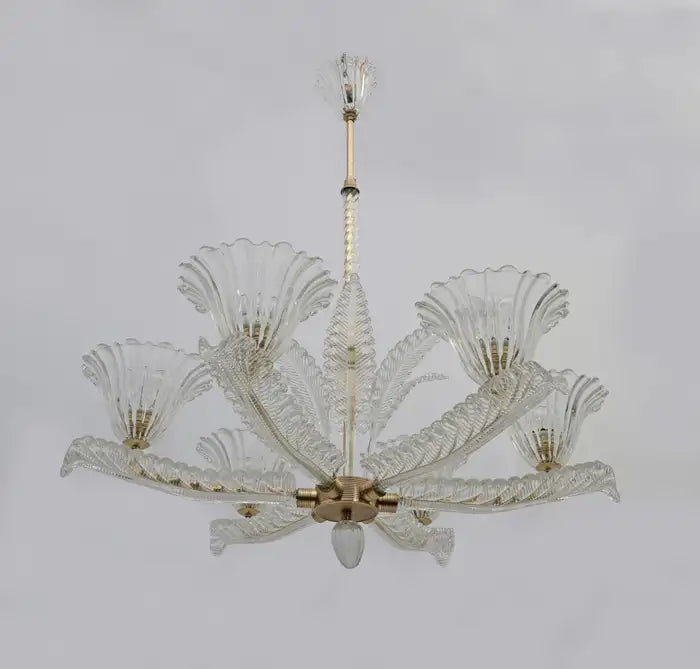 Vintage Italian 6-Arm Glass Chandelier for Low-Ceiling Bedroom / dining Room