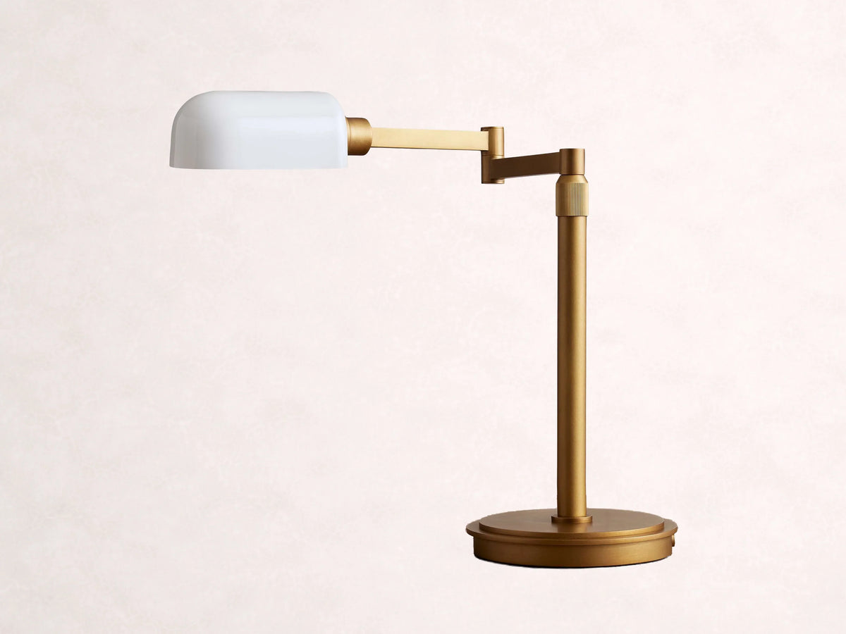 Zayd Swing Arm Opal Glass Table Lamp