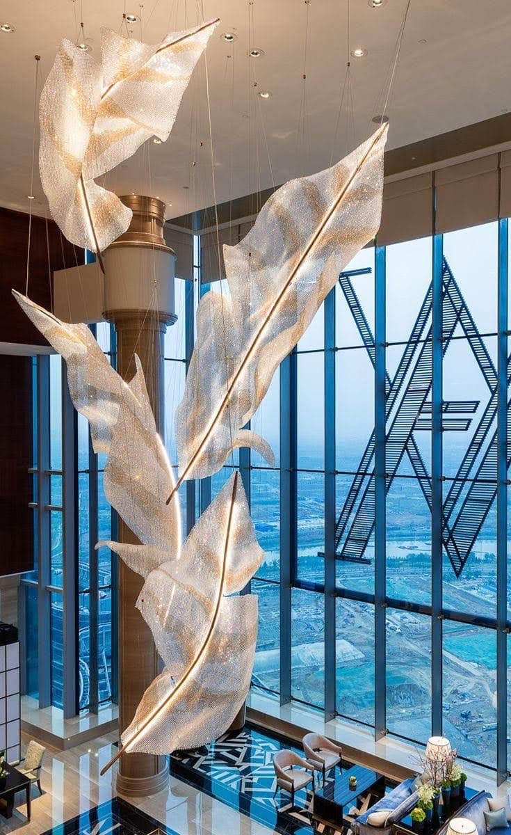 Galaxy Falling Leaves Glass Crystal Spiral Chandelier