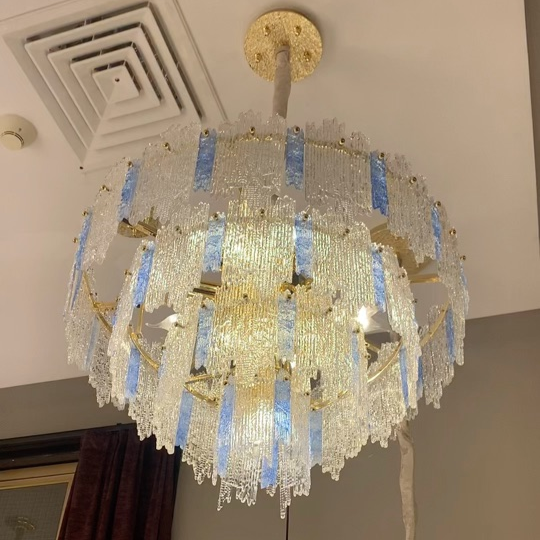 Light Luxury 5-Tier Round Pink / blue Crystal Chandelier for Living Room / bedrom