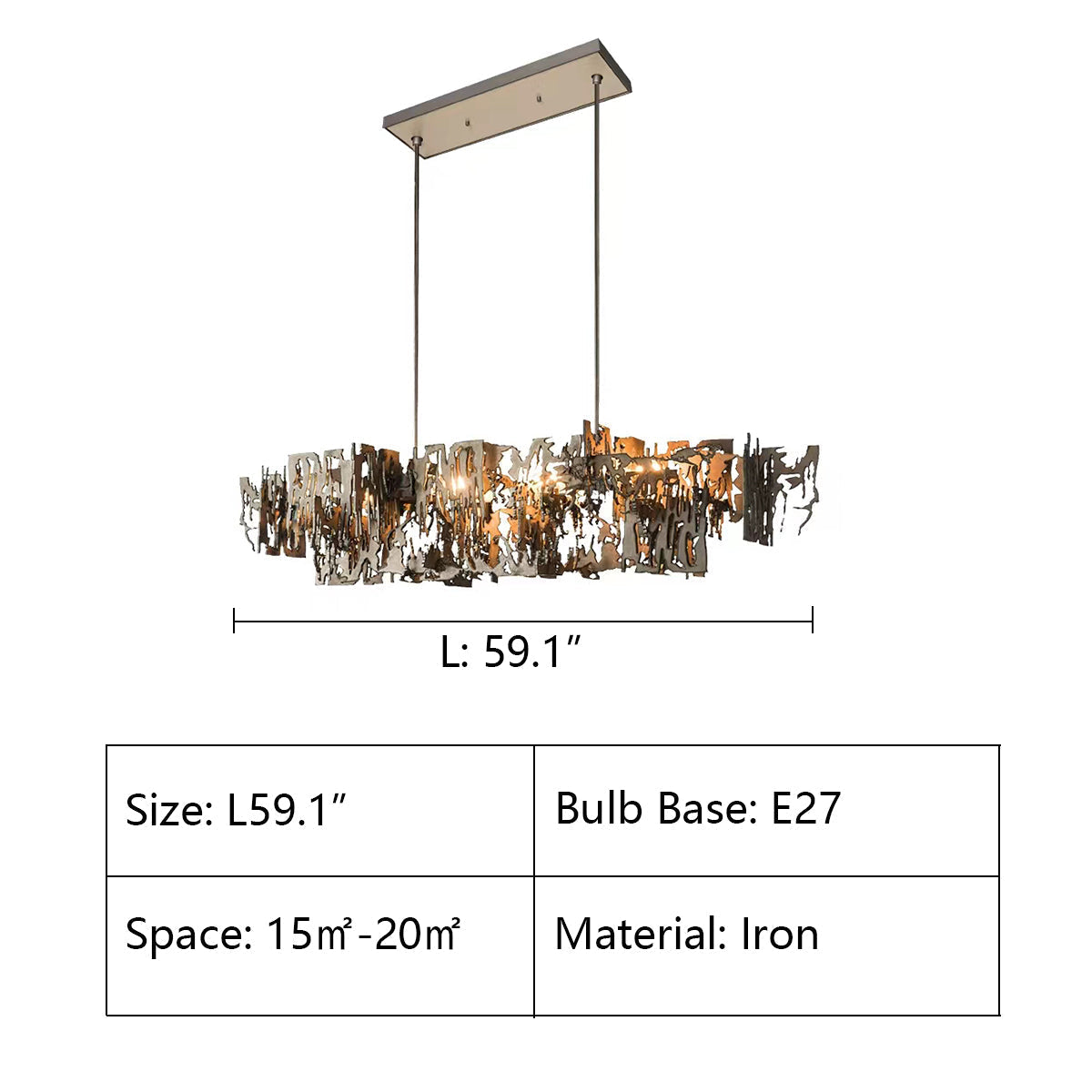 Oversize Post-Modern Avant Art Irregular Metal Piece Chandelier for Living / dining Room / kitchen Island