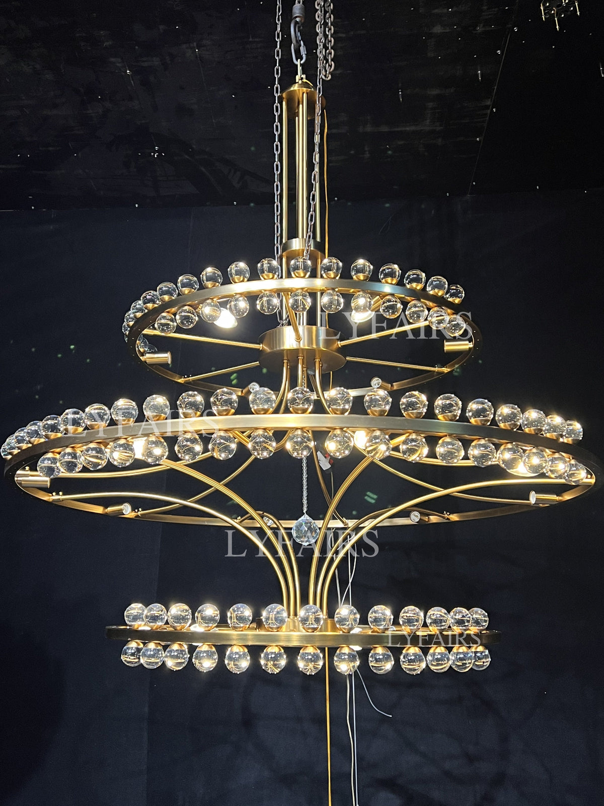 Modern 2 / 3 Ring Glass Ball Chandelier for Low-Ceiling