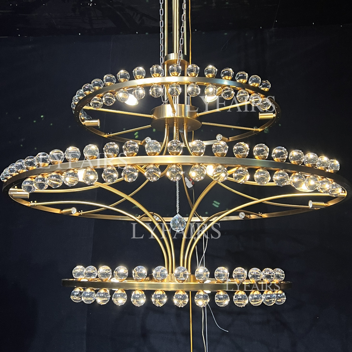 Modern 2 / 3 Ring Glass Ball Chandelier for Low-Ceiling