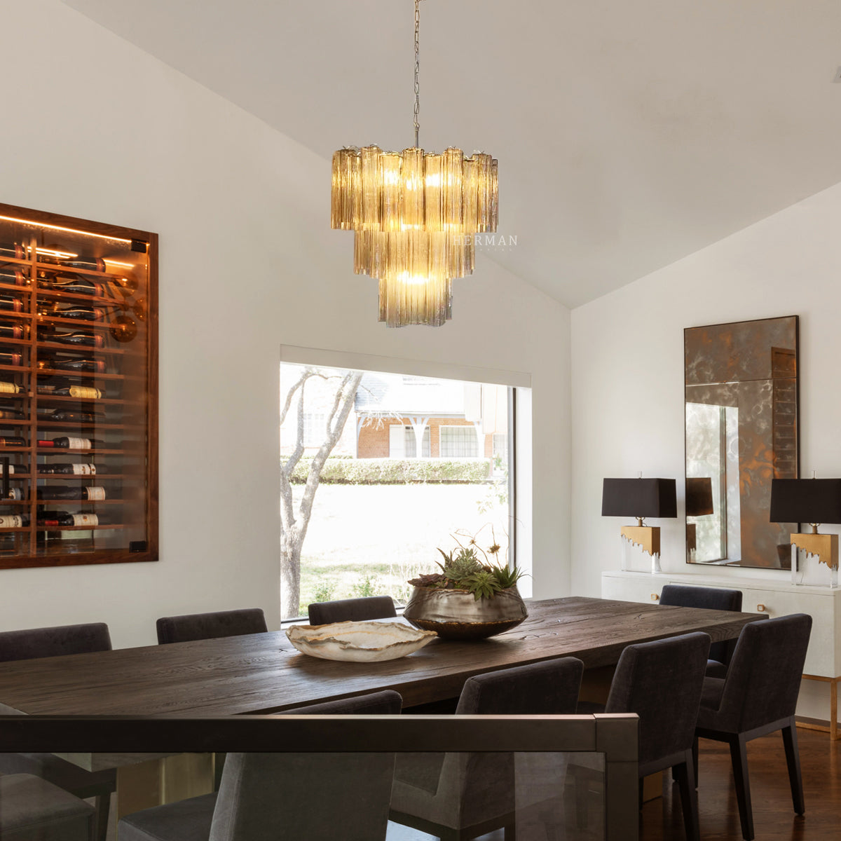 Murano Glass Chandelier – 48 Tubes – Smoked