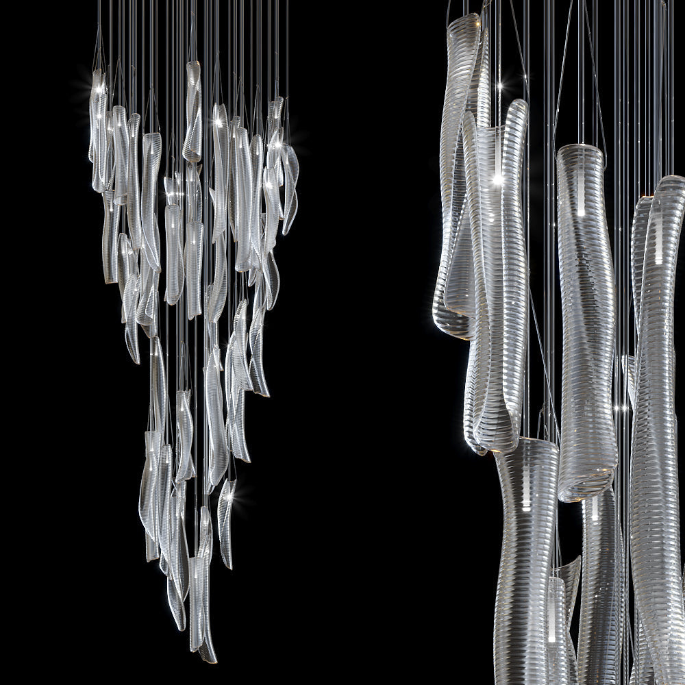 Luméa Organic Glass Tube Cluster Chandelier