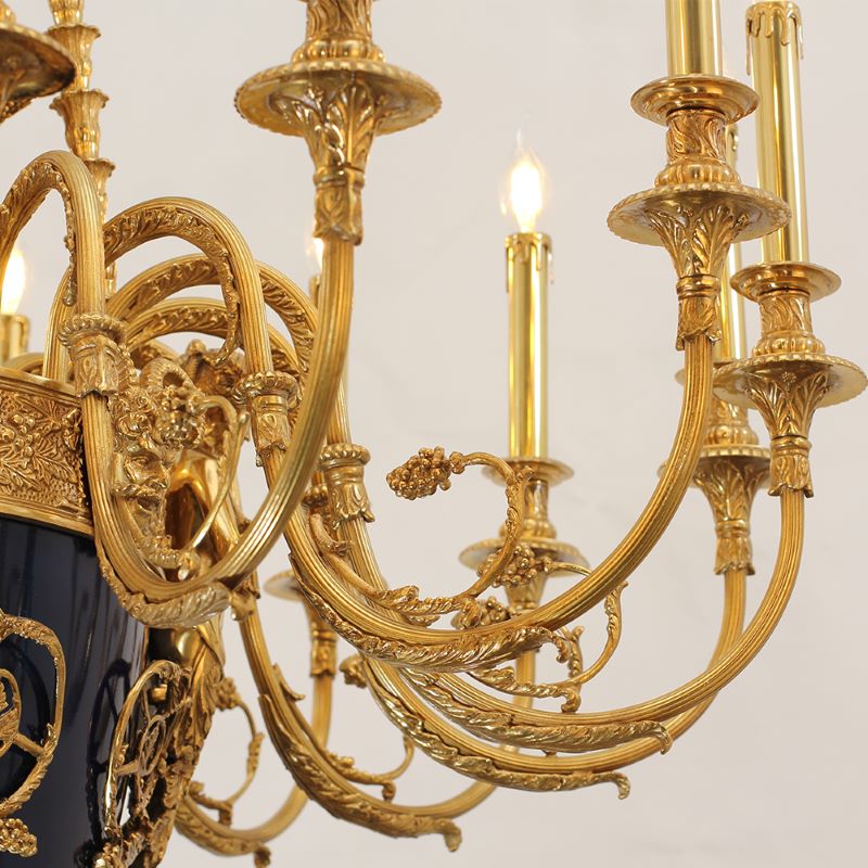 40X51 Inch 15 Lights Baroque Style Cast Copper Angles Antique French Empire Brass Chandelier