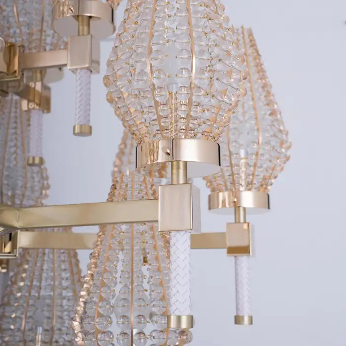 Modern 3-Tiered Crystal Shade Chandelier for Living Room / low-Ceiling