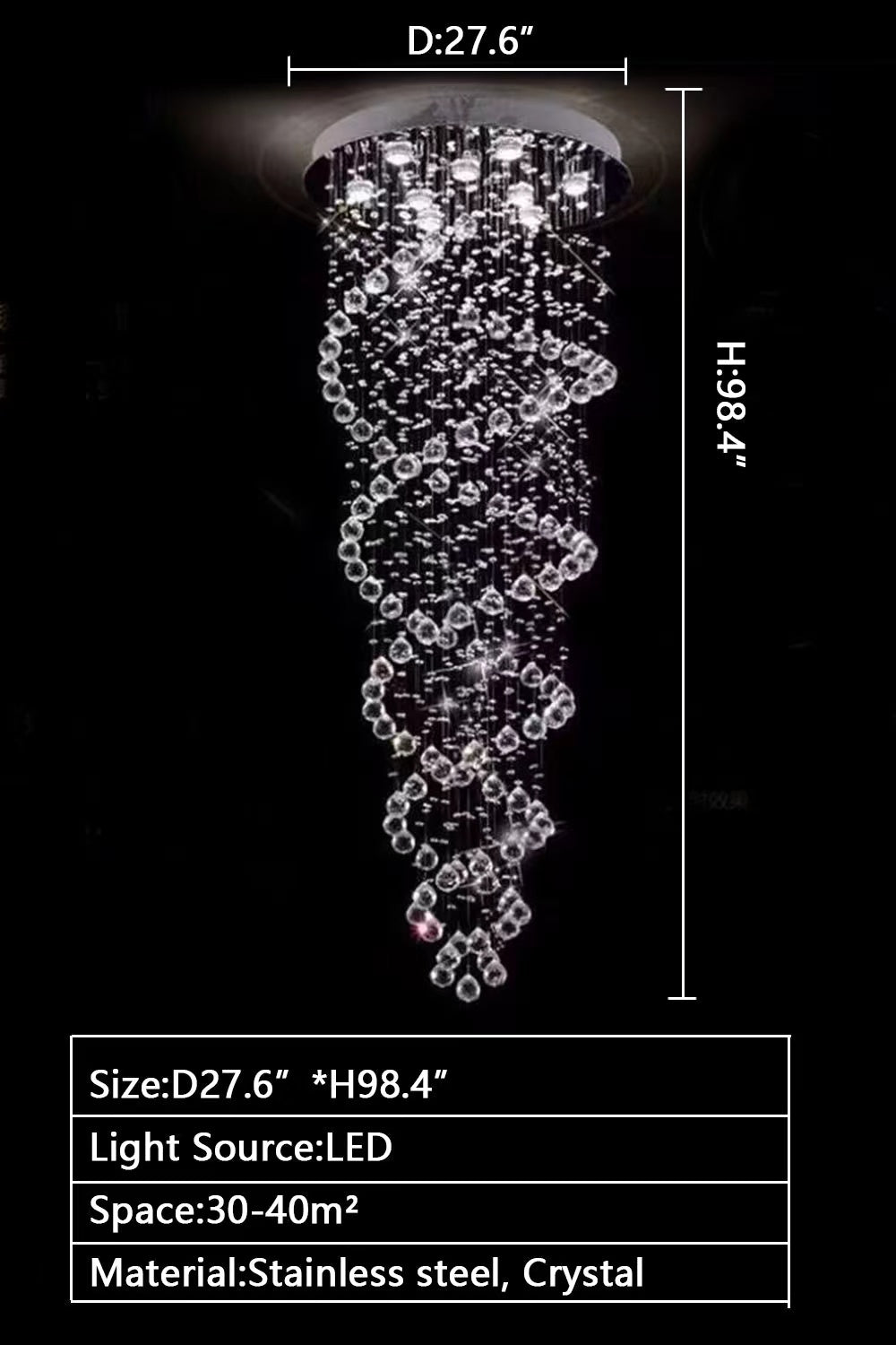 New Trend Spiral Crystal Chandelier for Staircase
