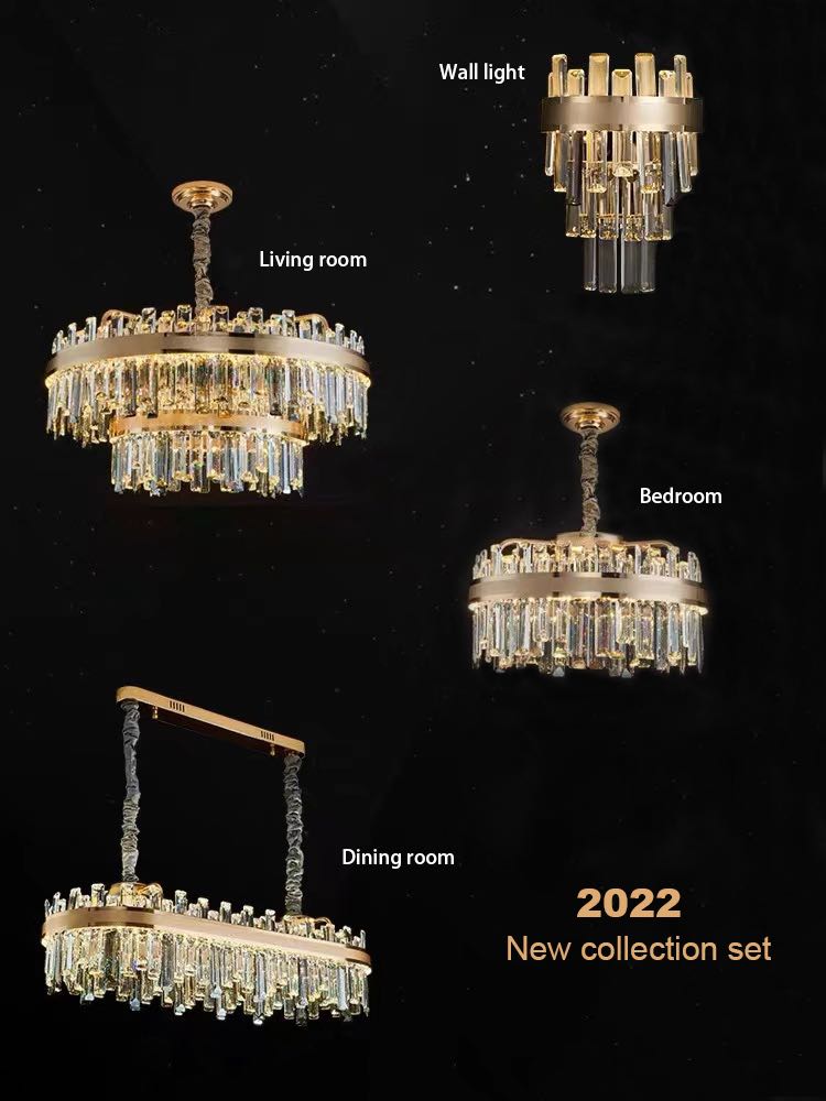 Modern Round / rectangular Crystal Chandelier Collection for Living Room / hallway / dining / bedroom