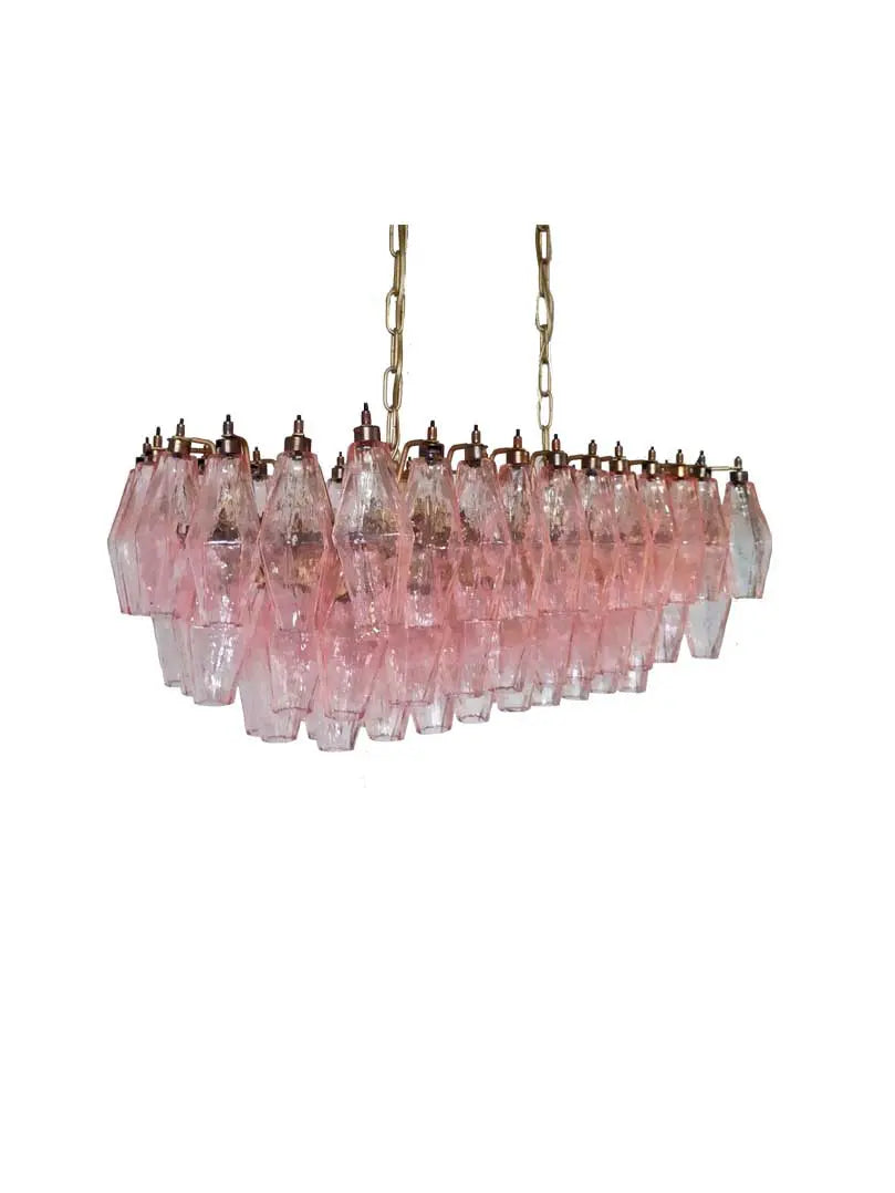 Murano Chandelier – Poliedri – 84 Glasses – Pink