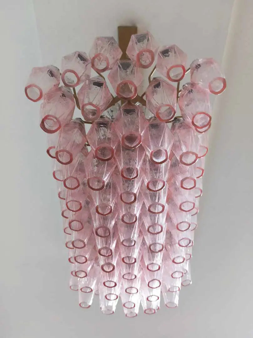 Murano Chandelier – Poliedri – 84 Glasses – Pink