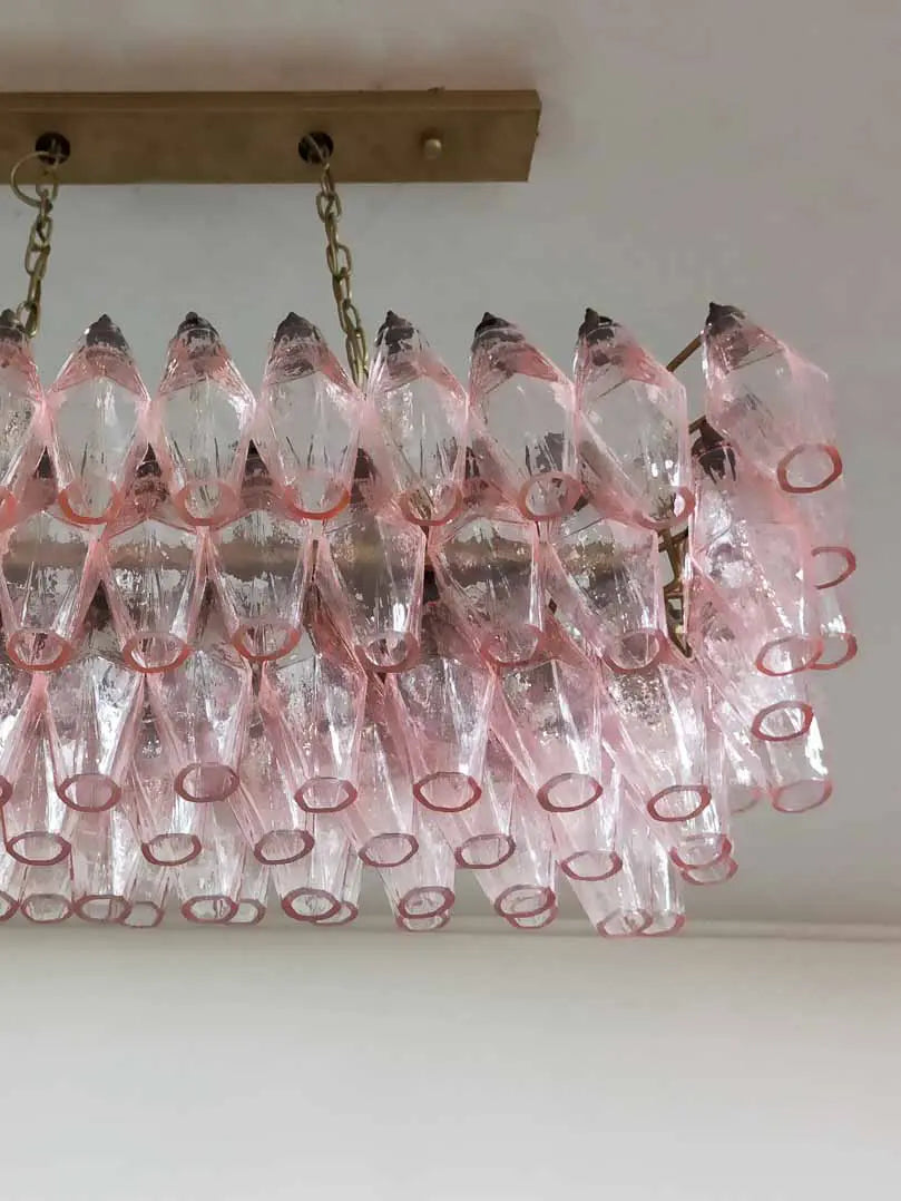 Murano Chandelier – Poliedri – 84 Glasses – Pink