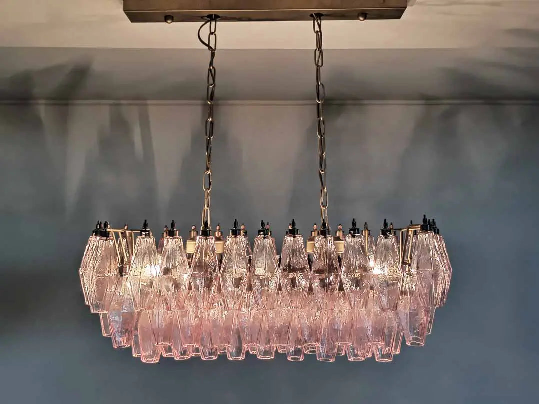 Murano Chandelier – Poliedri – 84 Glasses – Pink