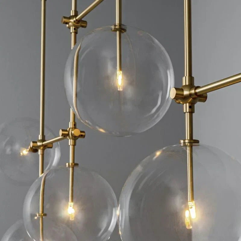 Nordic Clear Sphere Glass Chandelier in Black / gold Finish for Dinning Room / kitchen Island