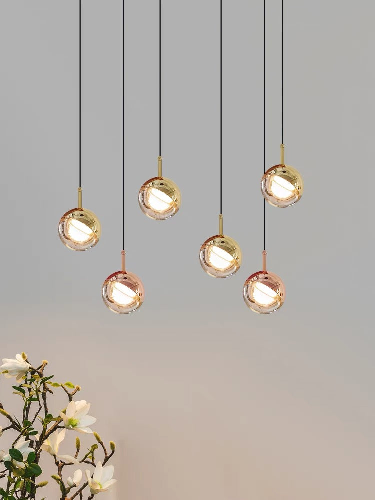 Nordic Simple Globe Pendant Light in Gold or Rose Gold