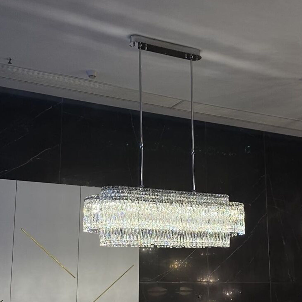 Stunning Modern Rectangle Ceiling Light Crystal Chandelier for Dining Table / coffee Table / living Room /