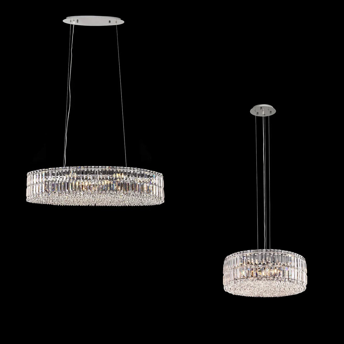 Modern Silver Ceiling Round / rectangle Crystal Chandelier Set for Living Room / dining Room / Bedroom