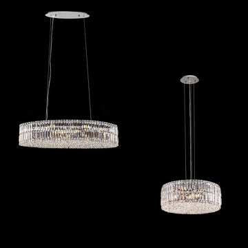 Modern Silver Ceiling Round / rectangle Crystal Chandelier Set for Living Room / dining Room / Bedroom